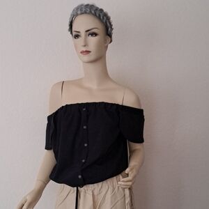 Who What Wear Black Off-the-Shoulder Blouse